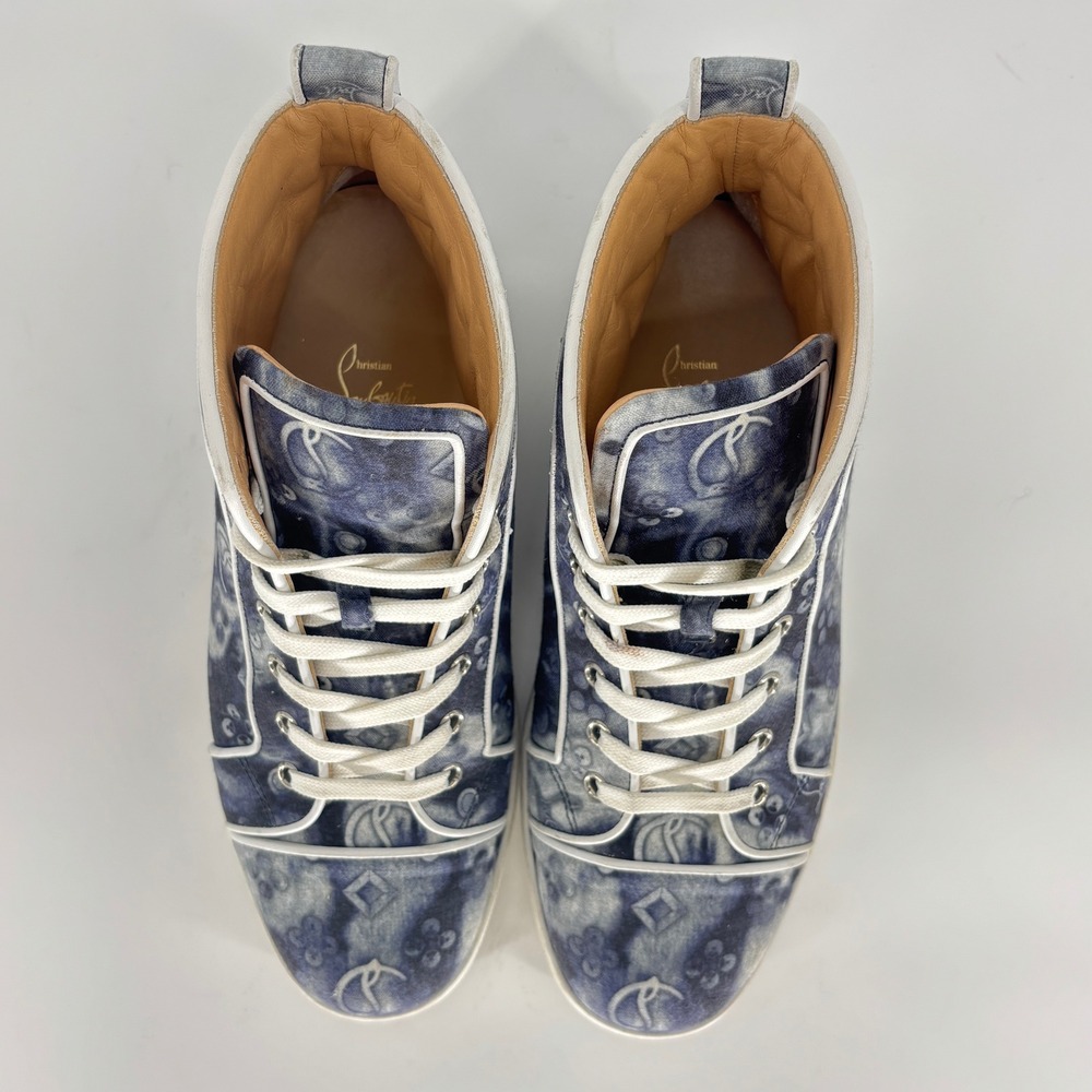 Christian Louboutin Louis Orlato High Top Sneakers Jeans Punk Tie Dye Size 40.5 - Picture 7 of 16